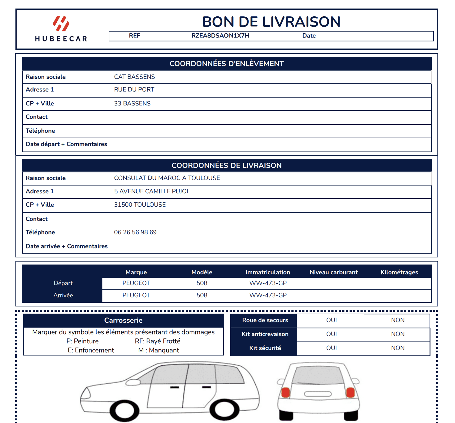 Bon de livraison généré automatiquement