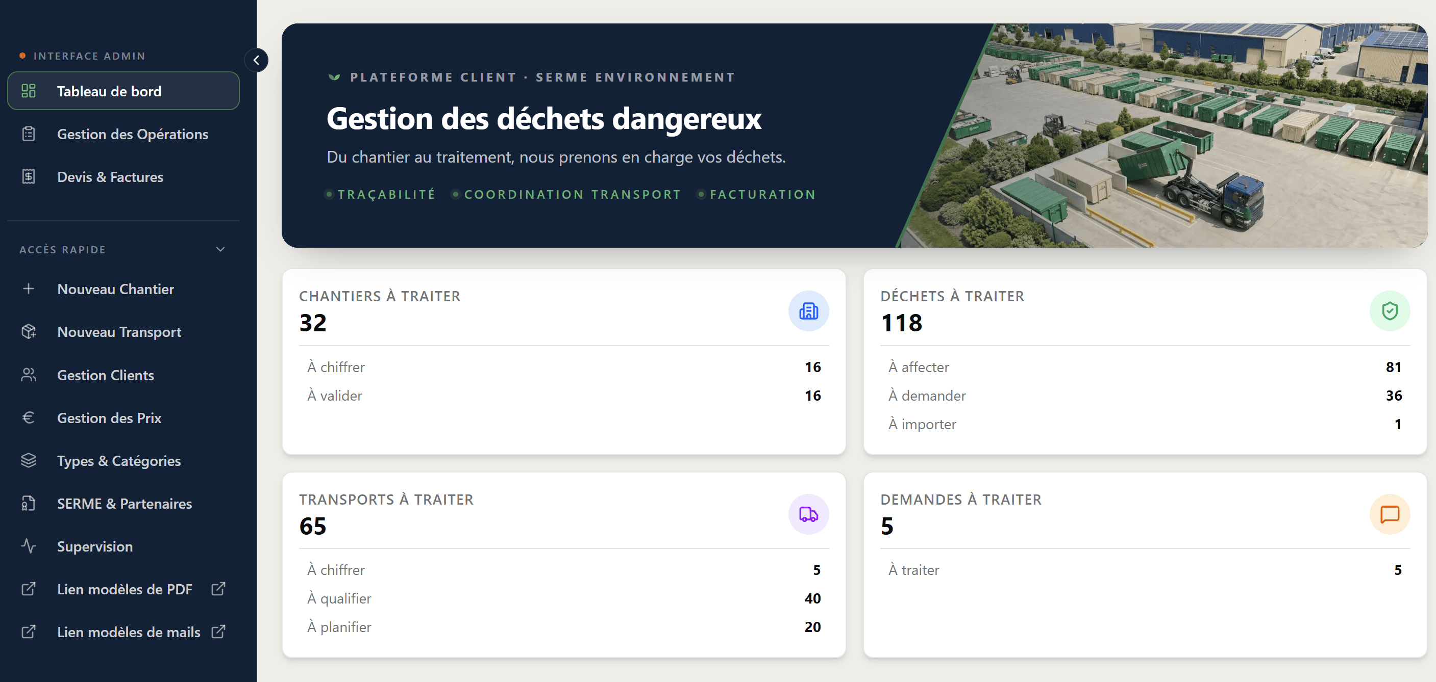 Capture de l'interface : Pilotage & reporting